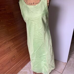 Vintage Jessica Howard Womens Maxi Dress Size 12 green Linen Blend Lagenlook 90s
